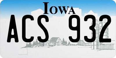 IA license plate ACS932