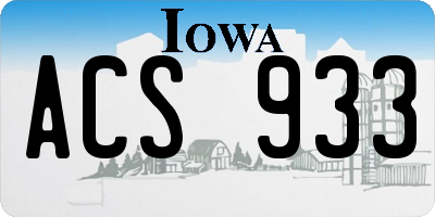IA license plate ACS933