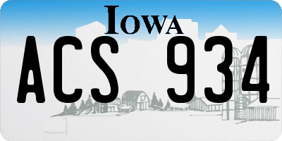 IA license plate ACS934