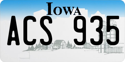 IA license plate ACS935