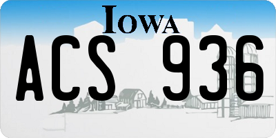 IA license plate ACS936