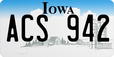 IA license plate ACS942