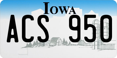 IA license plate ACS950