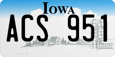 IA license plate ACS951