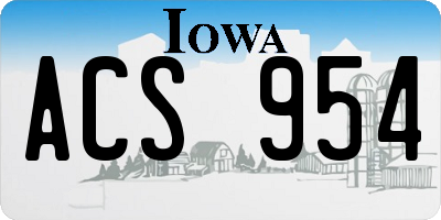 IA license plate ACS954