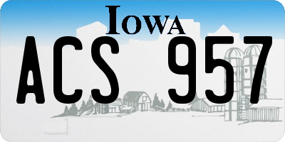 IA license plate ACS957