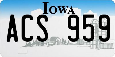 IA license plate ACS959