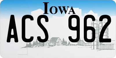 IA license plate ACS962