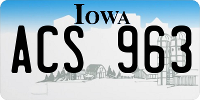 IA license plate ACS963