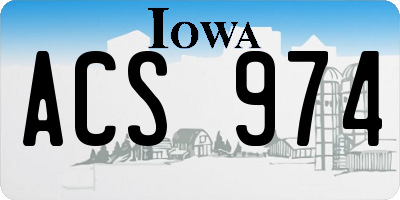 IA license plate ACS974