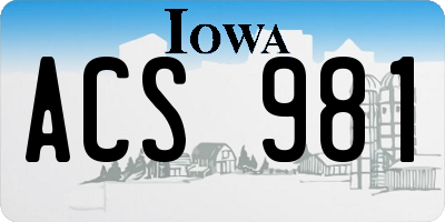 IA license plate ACS981