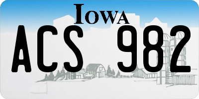 IA license plate ACS982