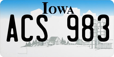 IA license plate ACS983