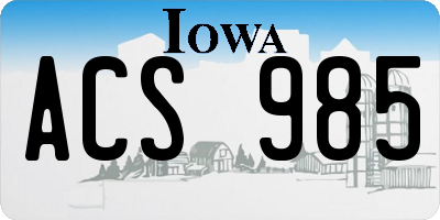 IA license plate ACS985
