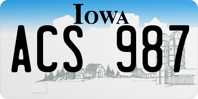IA license plate ACS987
