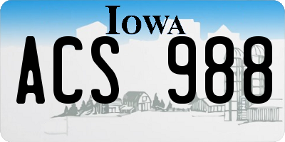 IA license plate ACS988