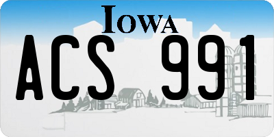 IA license plate ACS991