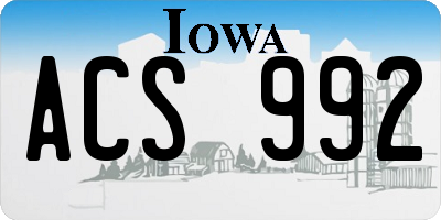 IA license plate ACS992