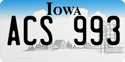 IA license plate ACS993