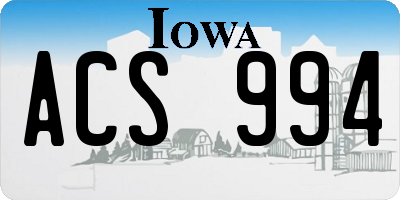 IA license plate ACS994