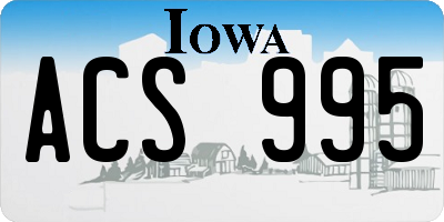 IA license plate ACS995