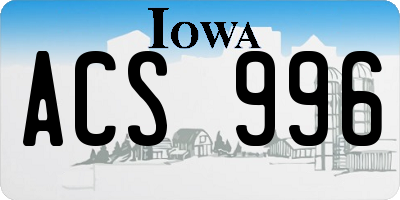 IA license plate ACS996