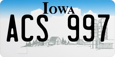 IA license plate ACS997