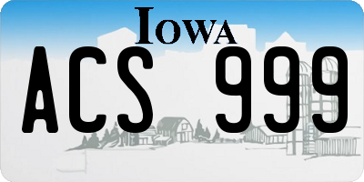 IA license plate ACS999