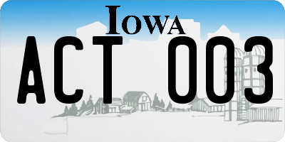 IA license plate ACT003