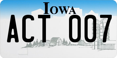 IA license plate ACT007