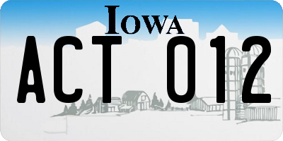 IA license plate ACT012