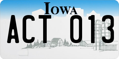 IA license plate ACT013