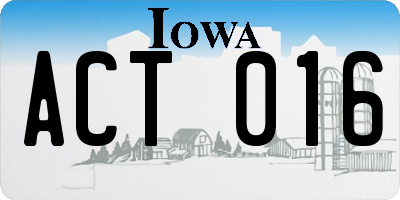 IA license plate ACT016