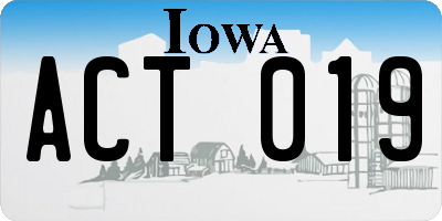 IA license plate ACT019