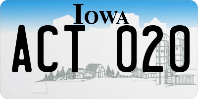 IA license plate ACT020