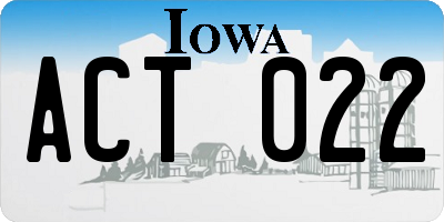 IA license plate ACT022