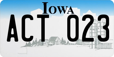 IA license plate ACT023