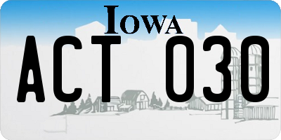 IA license plate ACT030