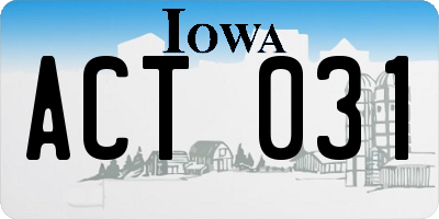 IA license plate ACT031