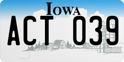 IA license plate ACT039
