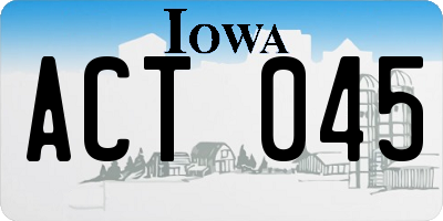 IA license plate ACT045