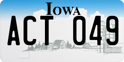 IA license plate ACT049