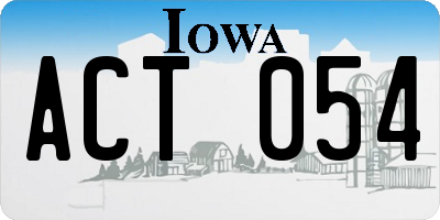 IA license plate ACT054