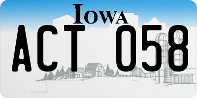 IA license plate ACT058