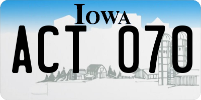 IA license plate ACT070