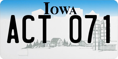 IA license plate ACT071