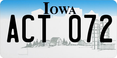 IA license plate ACT072