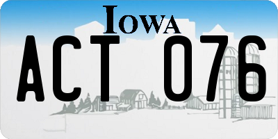 IA license plate ACT076