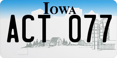 IA license plate ACT077