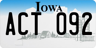 IA license plate ACT092